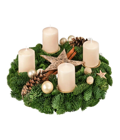 Adventskranz, Creme, Ca. Ø35/H12 Cm -Gartenbedarf Verkäufe 2024 6267876 WE FS 001 AdventskranzAdvent2020