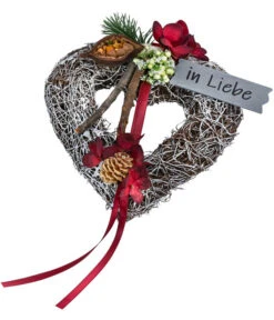 Grabgesteck Salim, Herzförmig, Rot, Ca. B15/H6/T15 Cm -Gartenbedarf Verkäufe 2024 6461339 WE FS 001 HerzSalimOffenRot15cmAllerheiligen2023