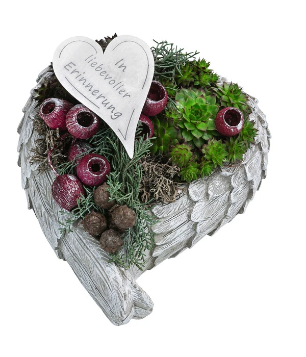 Grabgesteck In Erinnerung, Herzförmig, Ca. B25/H15/T20 Cm 3 Grabgesteck In Erinnerung, Herzförmig, Ca. B25/H15/T20 Cm